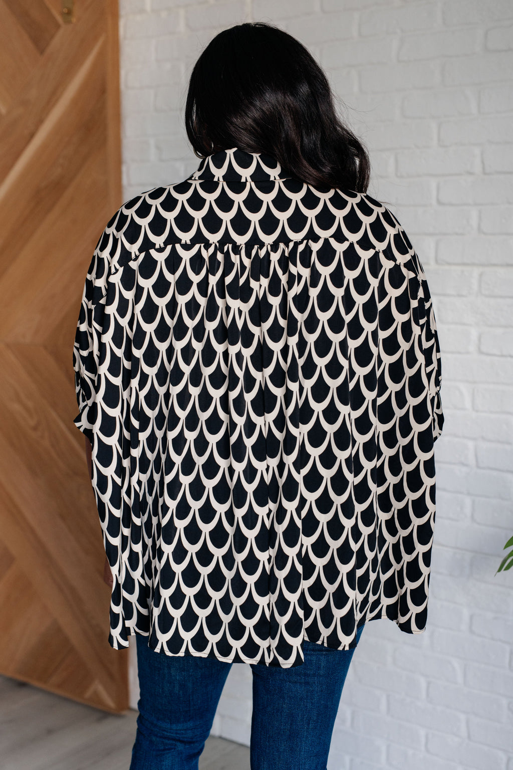 Plus Size Art Deco Button Up Blouse for Curvy Women