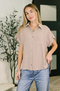 Ash Mocha Collared Button Down Shirt for Plus Size Women