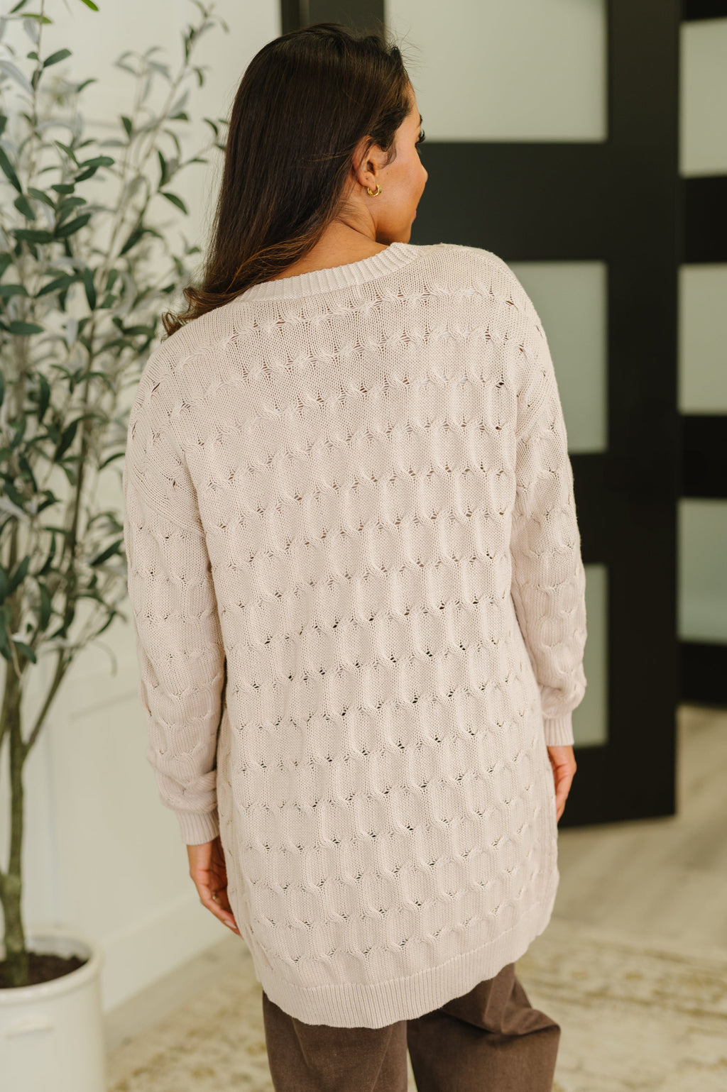 Plus Size Cable Knit Cardigan for Curvy Women