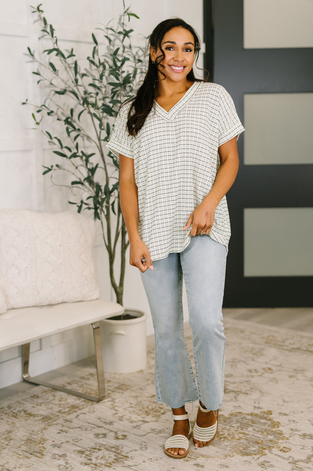 Plus Size V-Neck Top for Curvy Women