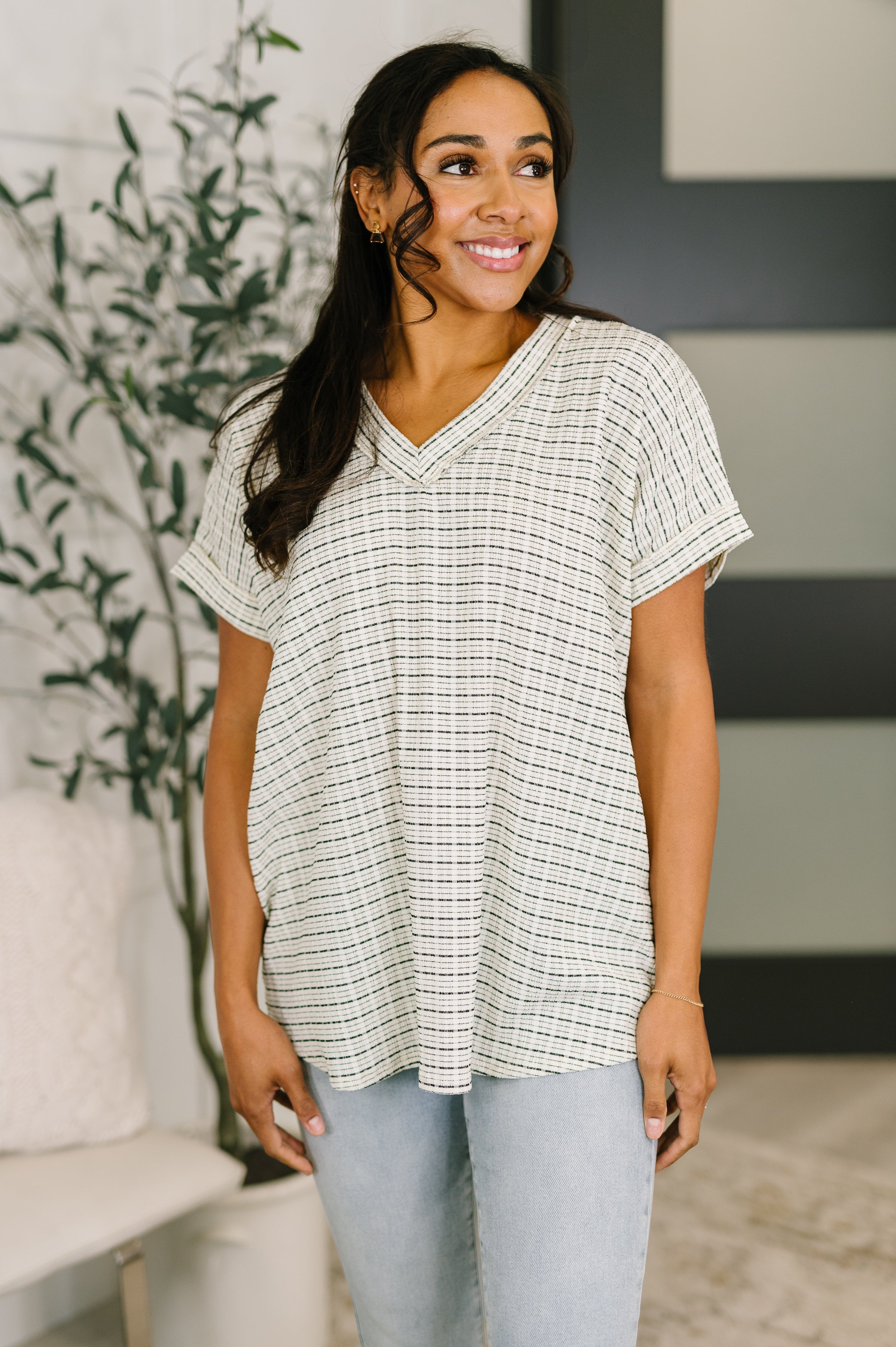 Plus Size V-Neck Top for Curvy Women