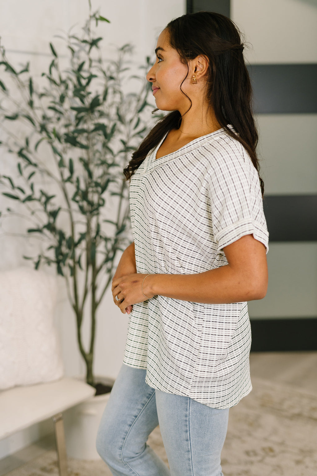 Plus Size V-Neck Top for Curvy Women