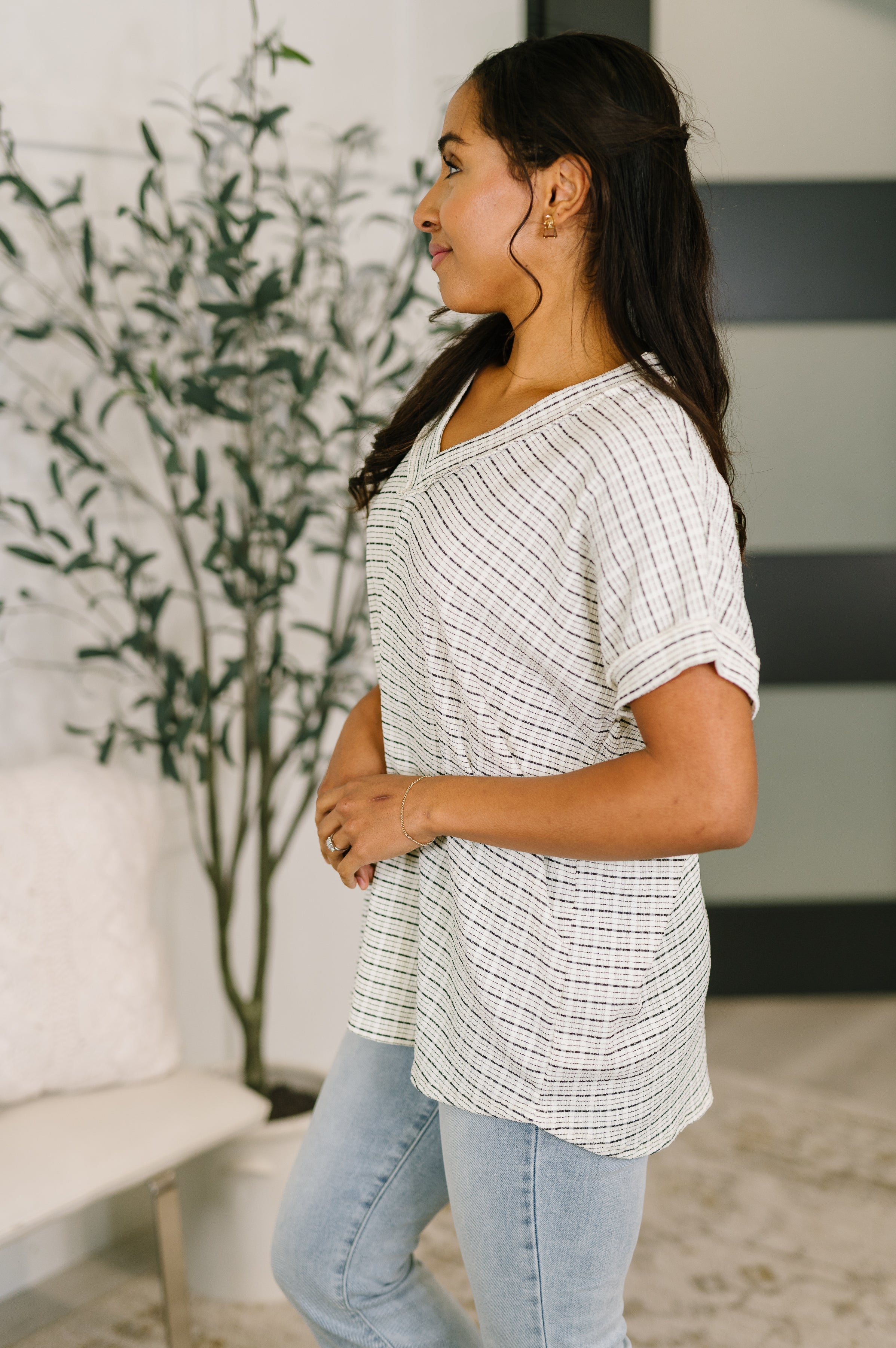 Plus Size V-Neck Top for Curvy Women